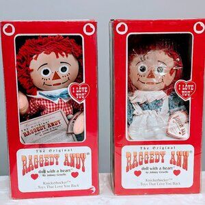 VTG 1995 Raggedy Ann & Andy Knickerbocker 14" Original Doll Heart Johnny Gruelle